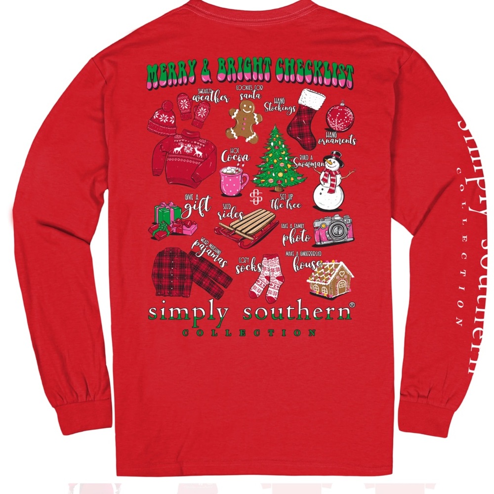 Simply Southern Long Sleeve Christmas T-Shirt Women’s Large great condition